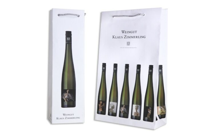 Weingut Zimmerling 2er Flaschentasche Offsetdruck 4c Euroskala ohne Laminat 22x38+10+4 cm